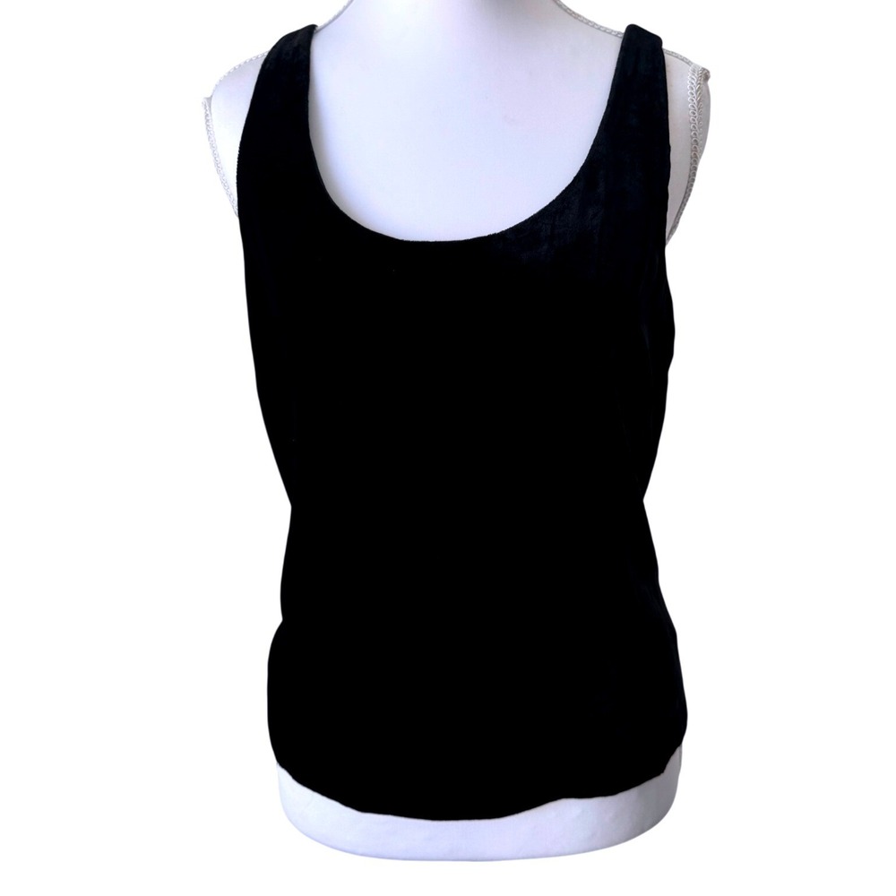 J.Crew Velvet Tank Top Silk Blend Black Scoop Neck XS